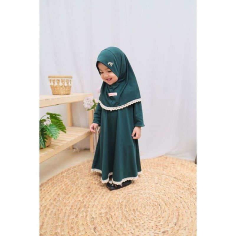gamis bayi dan anak daily reborn soft ped by Aiska Hijab ( HIJAU BOTOL )