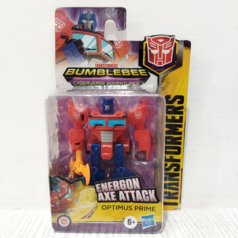 ori original hasbro transformers cyberverse energon axe attack optimus prime bumblebee 8 steps warrior class adventure mainan anak cowok robot laki hadiah kado ultah action figure