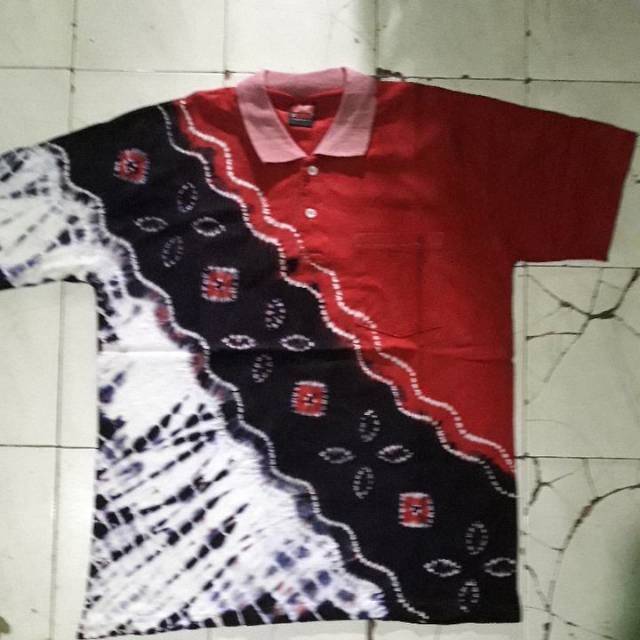 Kaos sasirangan kerah lengan pendek