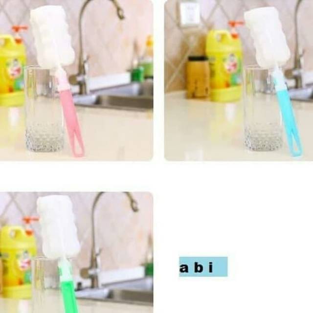 Tongkat pembersih botol sponge spon sikat botol gelas