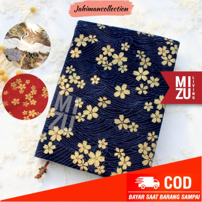 

✨ BISA COD ✨ MIZU TOMESODE A5 GOLD Sakura 192PAGES NOTEBOOK 100g Fountain Pen Paper - NAVY SAKURA, BLANK Polos