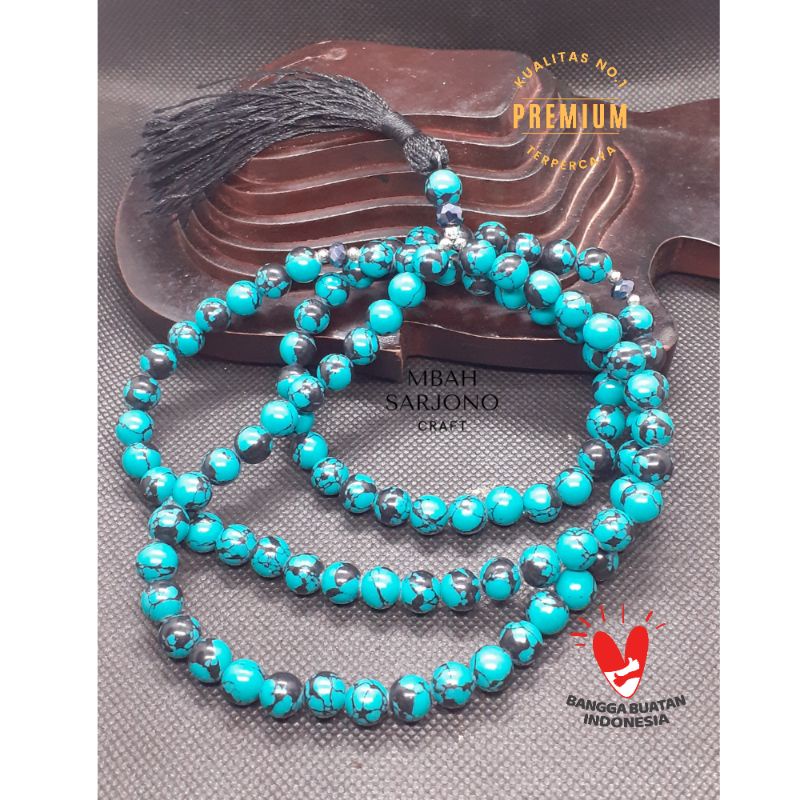 Tasbih Batu Alam Pirus Super 99 Premium Grade A 8mm/Tasbih Natural Stone/Tasbih Batu Pirus/Tasbih 99