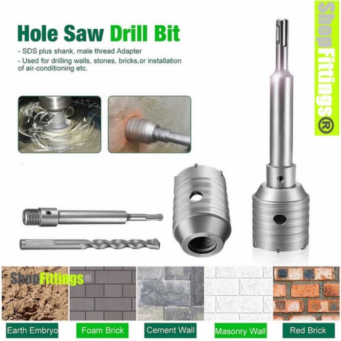 Mata Bor Lubang Tembok Beton Hole Saw Hollow Core Sds Plus 25 To 60 Mm