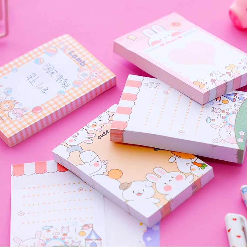 Magic789 Cute Cartoon Rabbit Short Sticky Note Message Paper Self-Stick Memo Pads for School Office