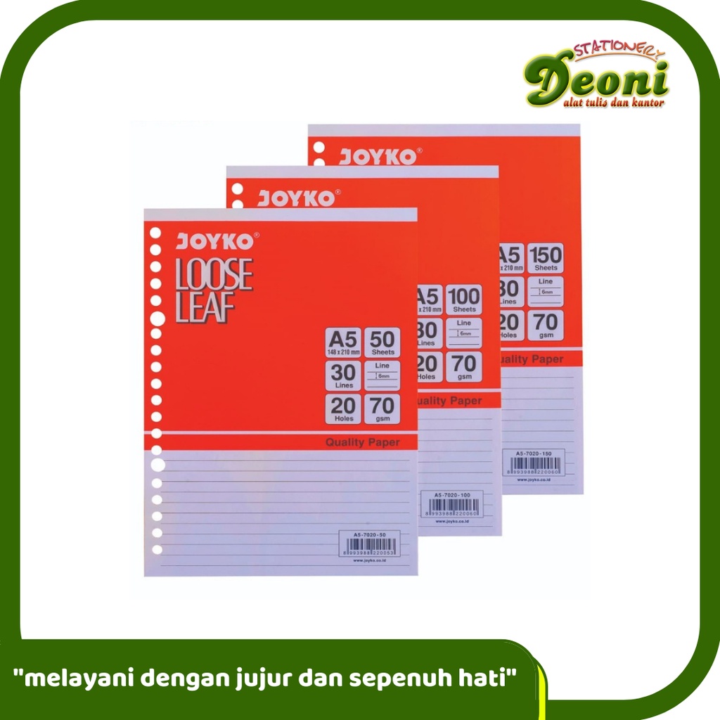 

JOYKO A5-7020 Loose Leaf / Isi Kertas File / Binder / 50 Lembar