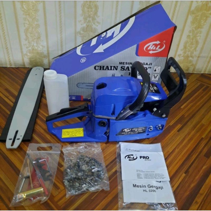 Mesin Chain saw 20inch H&amp;L 5200 2 Tak Mesin Gergaji Potong Kayu