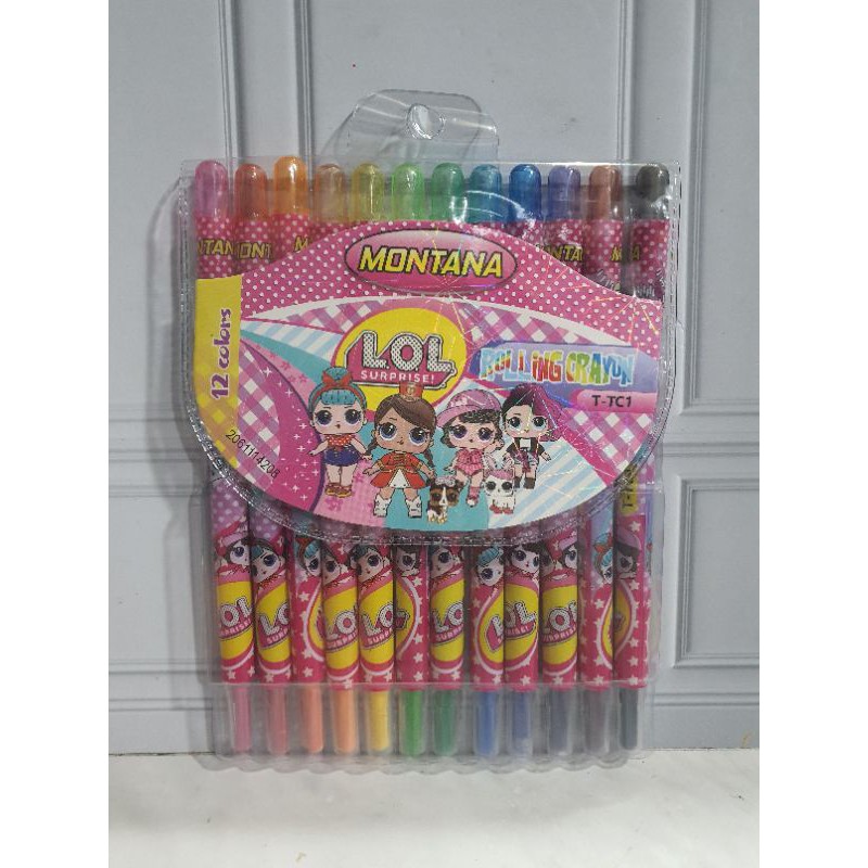 crayon putar panjang 12warna/krayon putar/rolling crayon/twist crayon/oil pastel-LOL