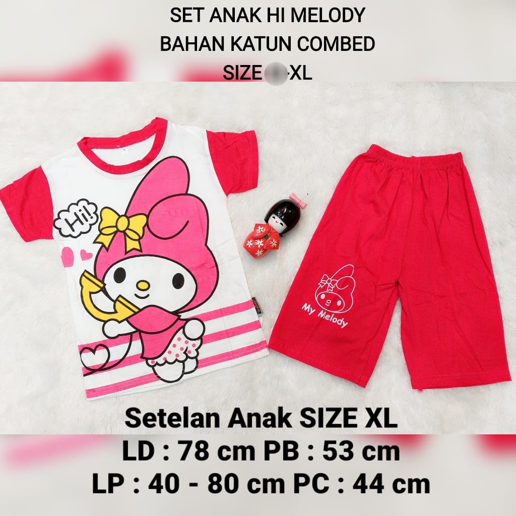 [ SUXIENNA ] RF- GINORA SETELAN HOTPANTS ANAK PEREMPUAN SABLON MELODY PITA BAHAN KAOS COMBED SIZE XL
