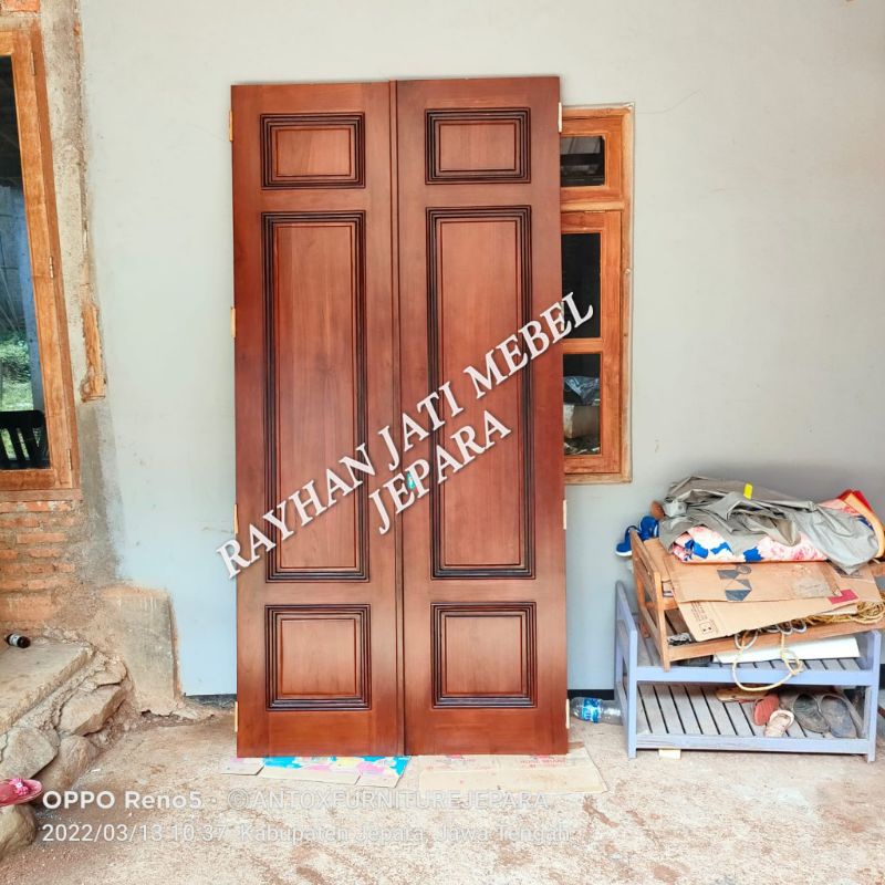 pintu utama rumah pintu kupu-kupu minimalis kayu jati mebel Jepara