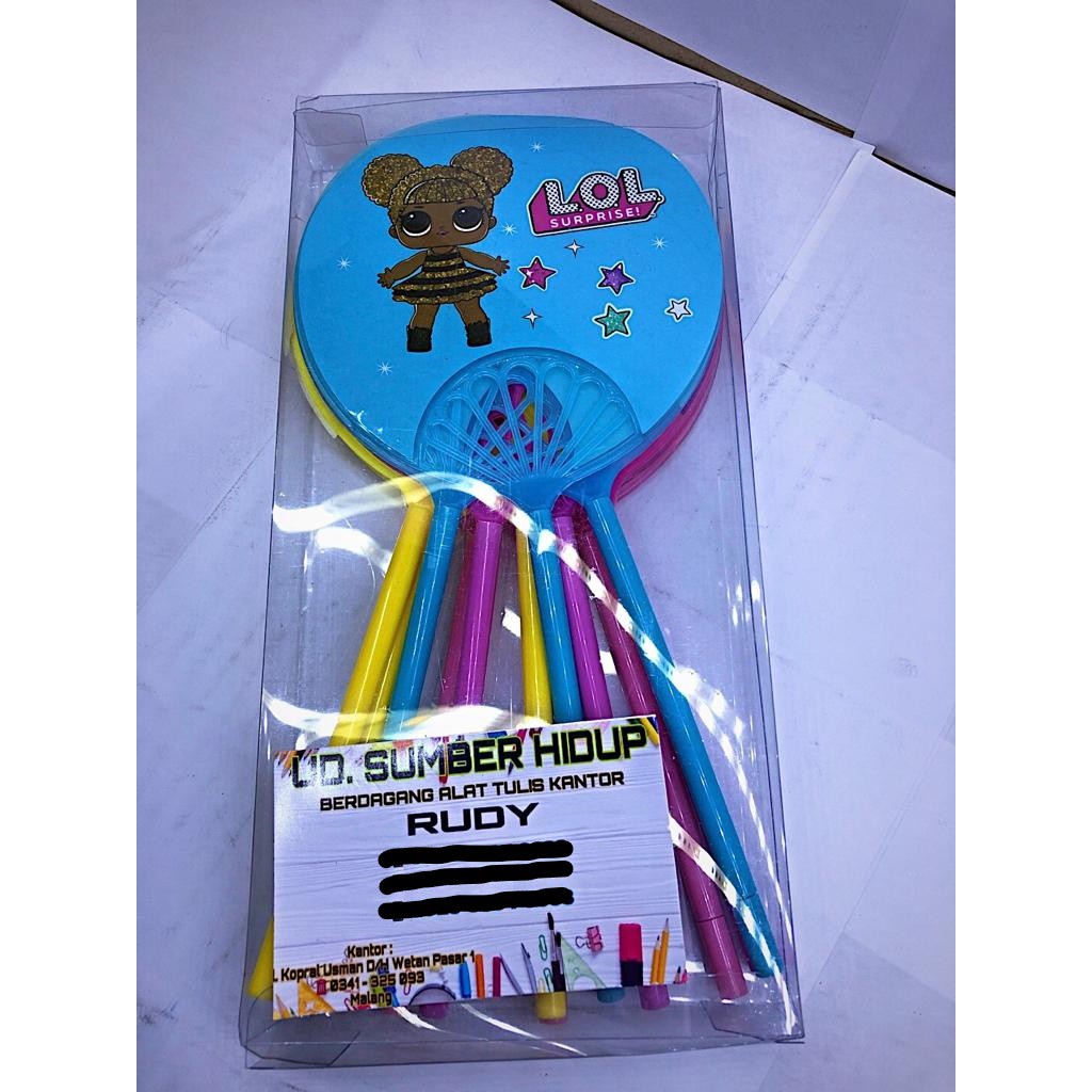 

Pulpen bentuk Kipas Motif LOL , Harga perlusing isi 12pcs