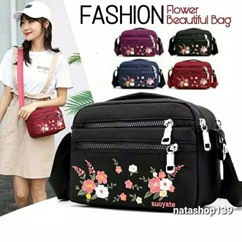 Hot Sale 11.11 Tas Selempang Wanita | Tas Bordir Mikro | Fashion Tas Selempang Casual Small Flower Bordir Beautiful Bag Travel School Bag