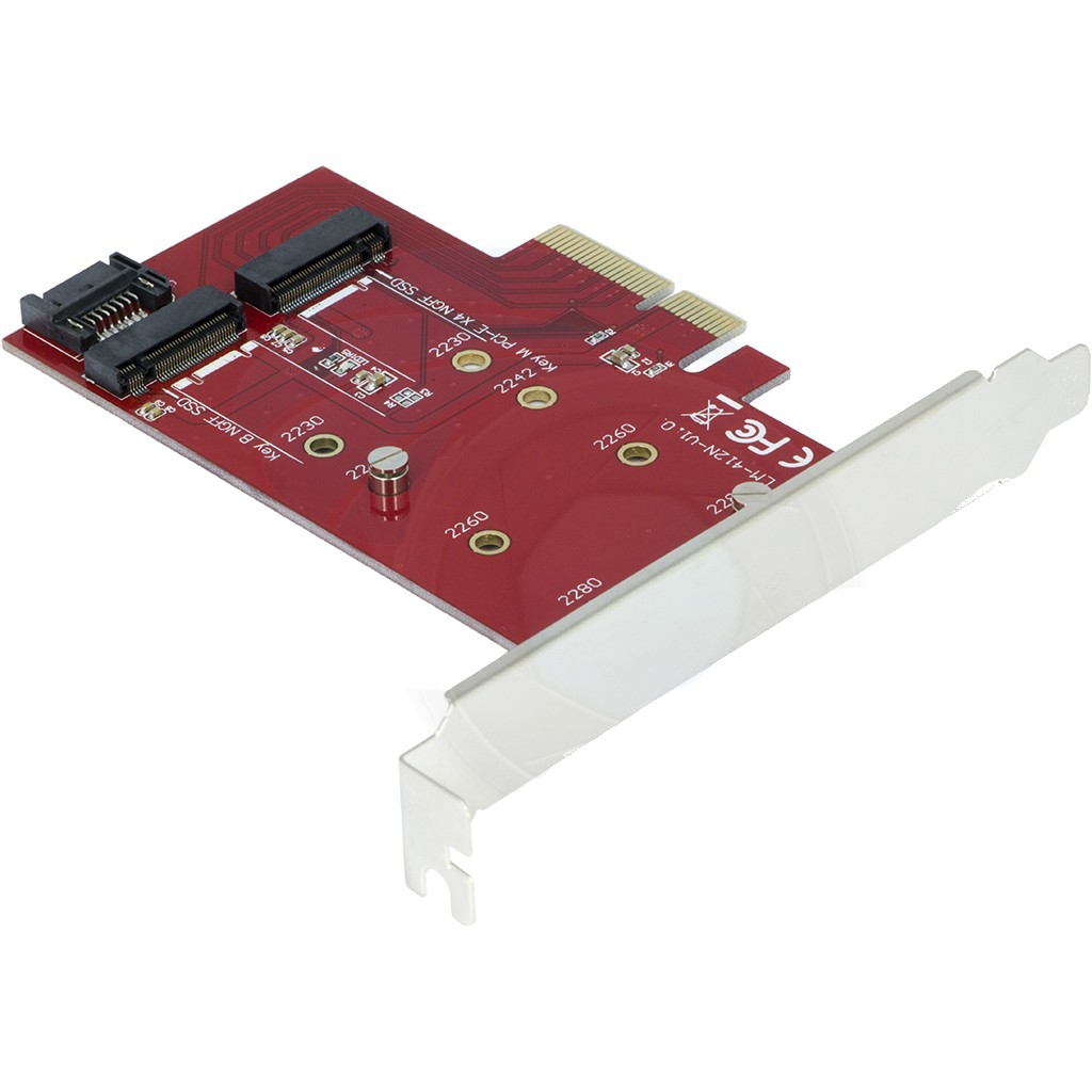 PCI Express PCI-E 4X to M2 2Port B+M Key SSD Adapter Card LM-412M