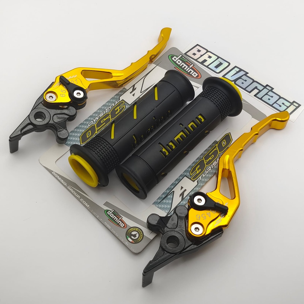 Vario 160 - 2 in1 Handle sisik CNC Stelan + Handgrip Domino Vario 160 ABS Double Disc / Vario 160 CBS