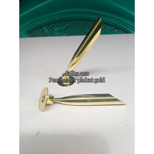 pen holder tempat pulpen plakat logam gold