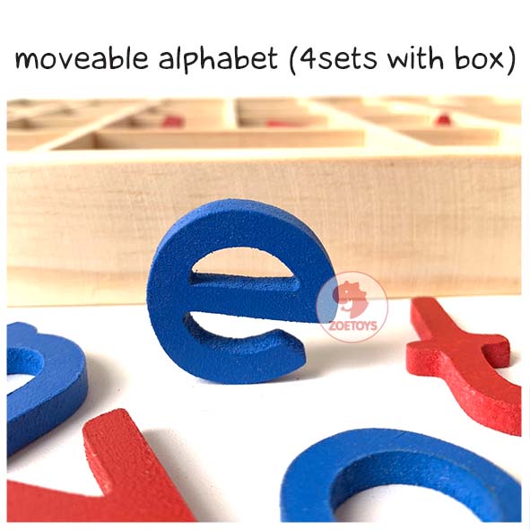 Zoetoys Large Moveable Alphabet | Lowercase Ukuran Besar Bahan Kayu Solid Montessori Language Merangkai Huruf Wooden Letter Box | Mainan Edukasi Anak