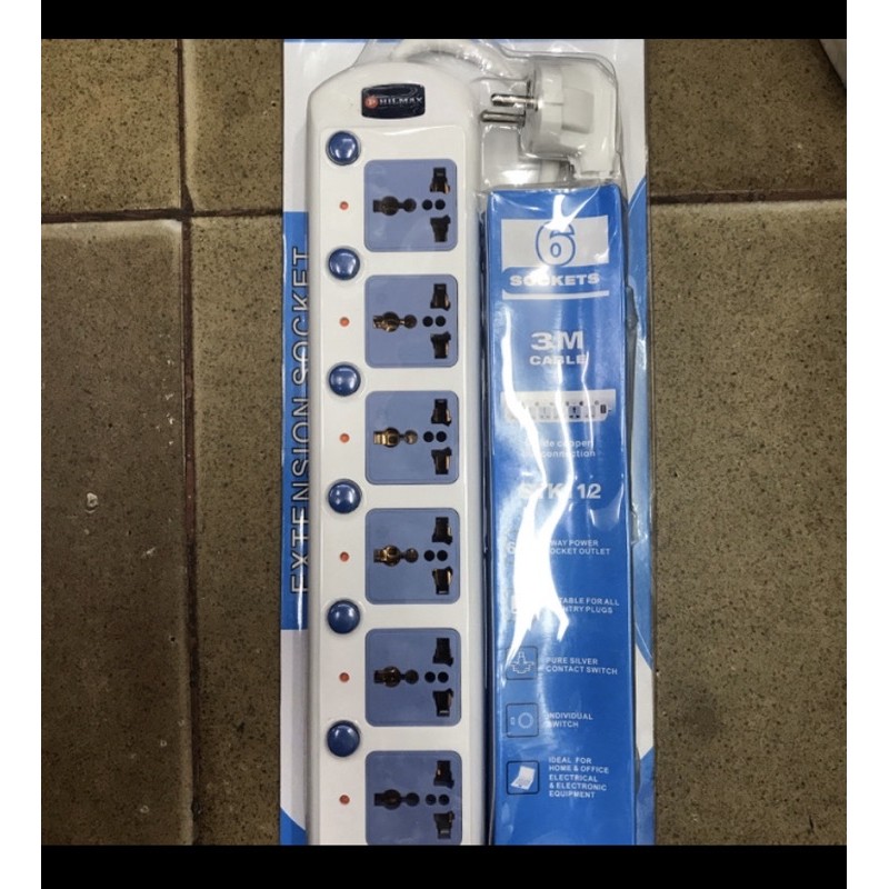 stop kontak 6 lubang + switch on/off kontak 6 lubang philmax
