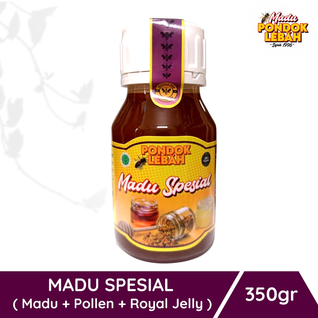 

Madu Spesial Pollen Royal Jelly 350gr Produksi Pondok Lebah