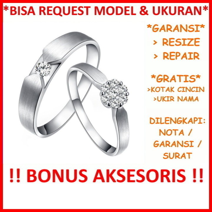 Gratis Ukir Nama Garansi Silver Asli Bisa Pesan Model Cincin Kawin Couple Perak Tunangan Nikah Id514