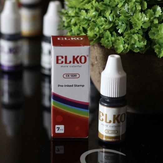 

☋ Tinta Stempel Flash Waterproof ELKO Emas 7 ML Untuk Kertas ➶
