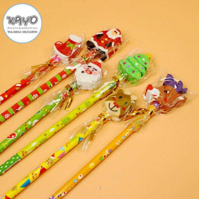 

tulis-alat-paket- pensil edisi natal, pensil santa, pensil penghapus kayo grosir -paket-alat-tulis.