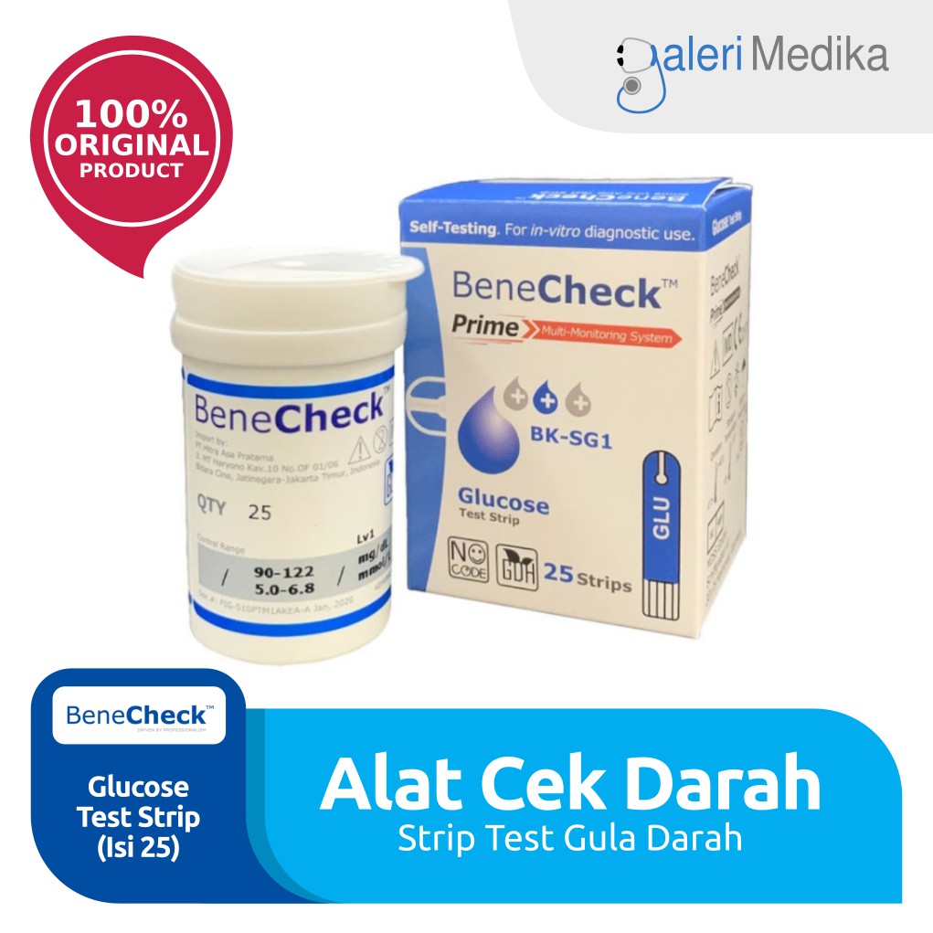 Benecheck Prime Strip Glukosa / Benecheck Prime Strip Gula Darah / Benecheck Prime Glucose Test Strips