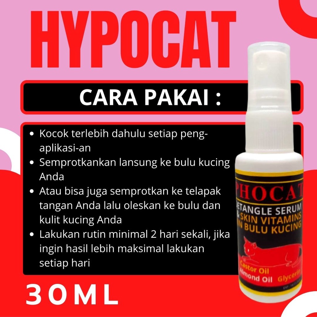 Penumbuh Bulu Kucing Vitamin Spray HYPOCAT Penumbuh dan Anti Rontok Bulu Kucing Spray Herbal Hair Tonic Spray FEFARM