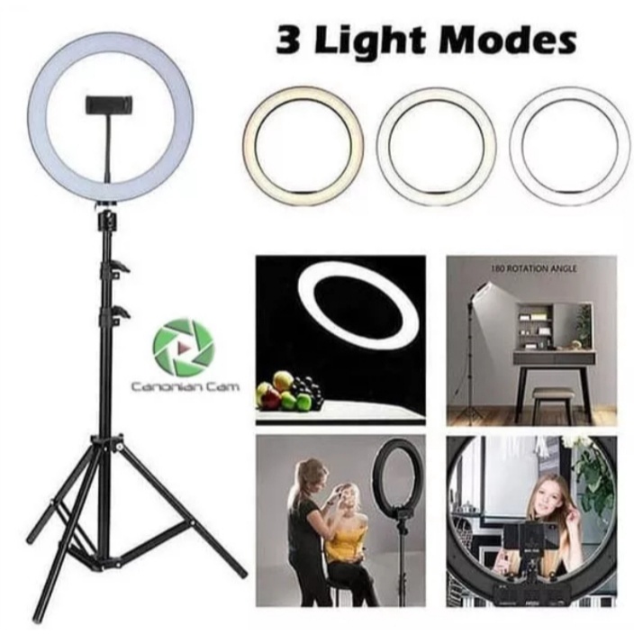 Paket Super Hemat Tripod 2,1 Meter Plus Ring Fill Light 26 CM Plus Lampu Led Ring Light Photography Lighting / 26CM untuk Livestreaming