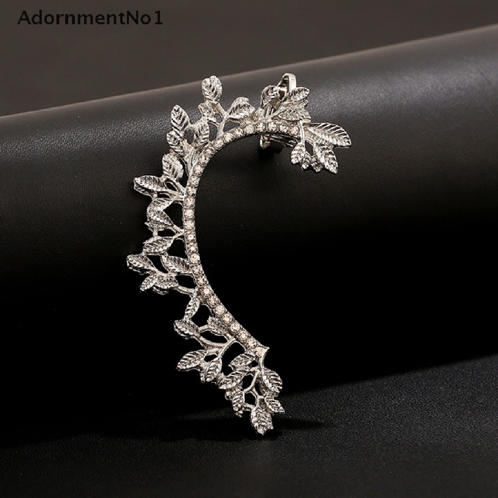 (AdornmentNo1) 1pc Anting Tusuk Desain Daun Hias Kristal Untuk Wanita