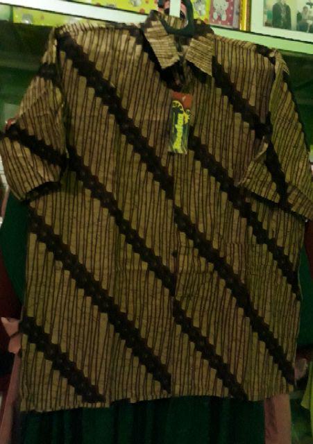 Couple Tunik Sogan Serut Genes Apsari Coklat Batik Modern Midi Sarimbit Kerja Seragam Kantor