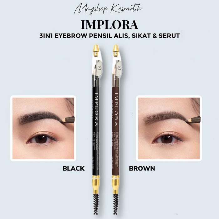 Implora Eye Brow Pencil 2 IN 1 ( PENSIL + SERUTAN + SIKAT ) ORIGINAL BPOM / 2IN1 PENSIL ALIS IMPLORA