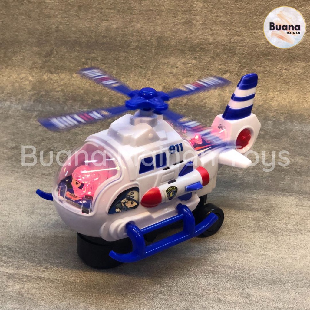 MAINAN ANAK HELIKOPTER POLISI RUIDA TOYS BATERAI KECIL DENGAN LAMPU DAN MUSIK