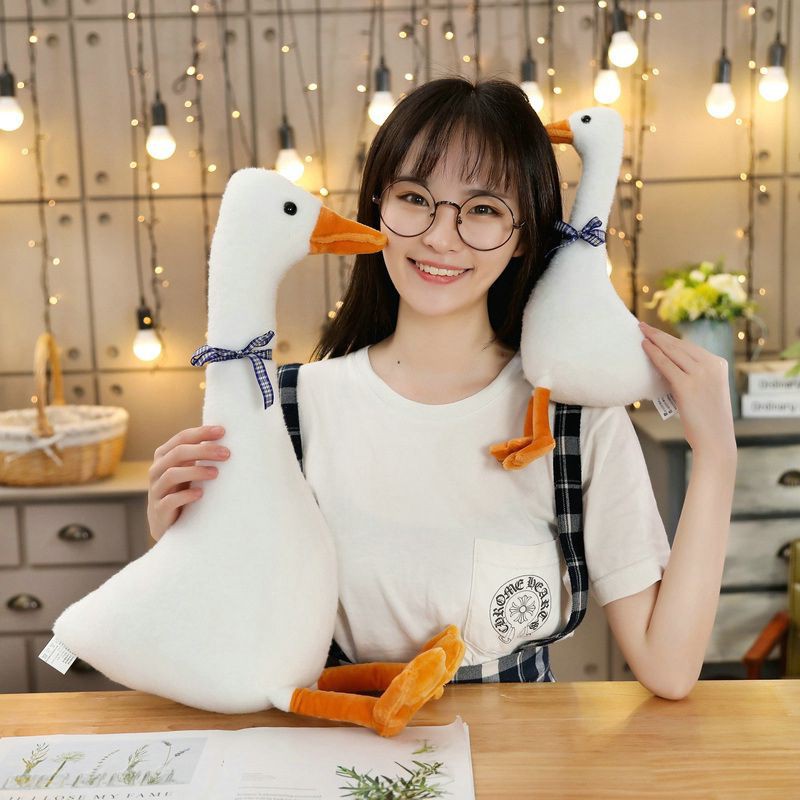 60cm Mainan White Goose Pillow Plush Toy Cute Sleeping Pillow Stuffed Doll Funny Sweet Gift Boneka