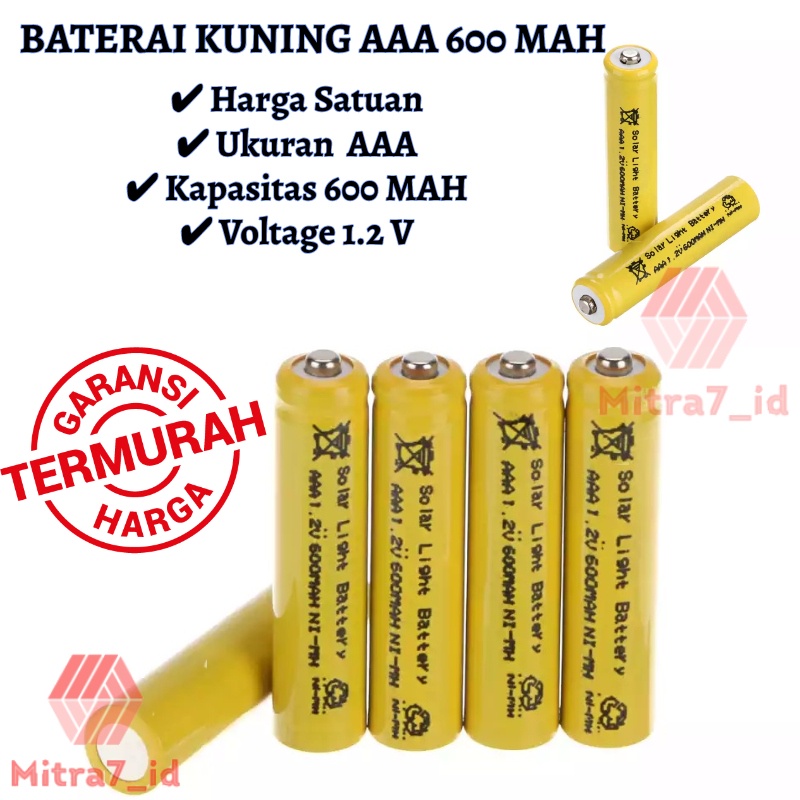 [M7] Baterai Cas Rechargeable AAA Kuning 600mAh 1.2V Ni-Cd / Battery Rechargeable