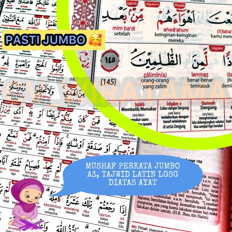 Cod] AL Quran Terjemah dan Latin Perkata MUSHAF JUMBO A3 LANSIA SUPER BESAR PEMULA MUDAH BACA TAJWID