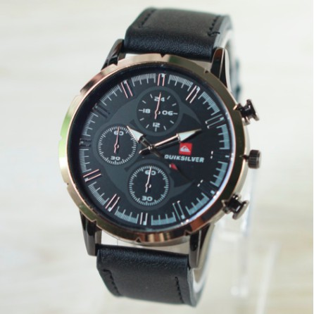 BAJ JAM TANGAN MURAH PRIA QS QUICKSILVER LEATHER CHRONO VARASI QS006 ring rose