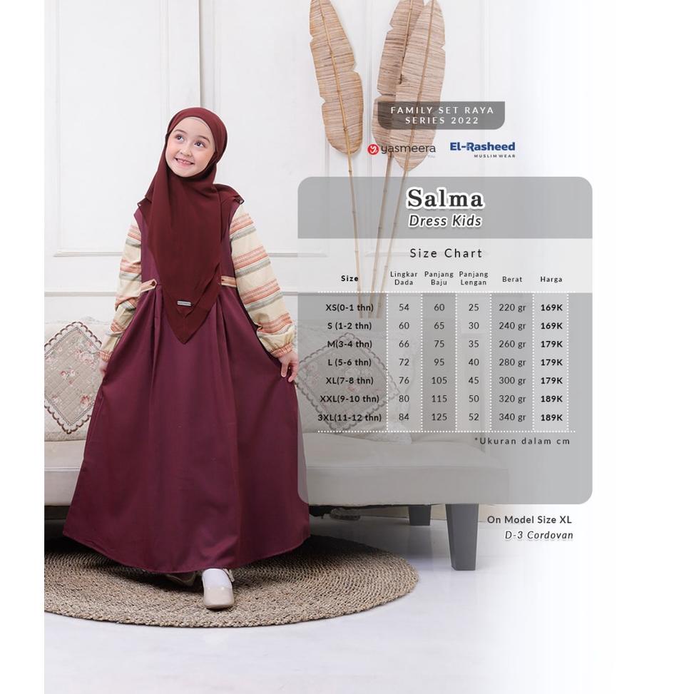 "SWL.19My22ᴼ" SARIMBIT YASMEERA 2022 D03 ORIGINAL SALMA DRESS GAMIS DEWASA GAMIS ANAK CORDOVAN SALMA