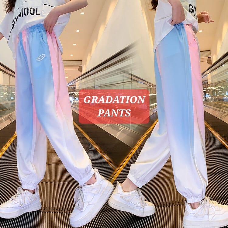 GRADATION PANTS CELANA PANJANG JOGER ANAK REMAJA PEREMPUAN TIE DYE RAINBOW FASHION KOREA IMPOR