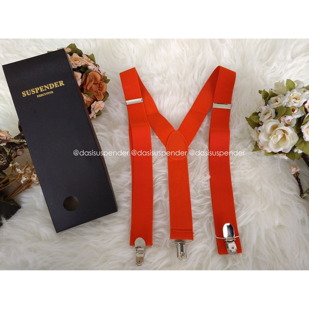 Suspender Pria Dewasa dan Anak Bahan Rubber Premium Warna Lengkap Hitam Merah Krem Biru Coklat