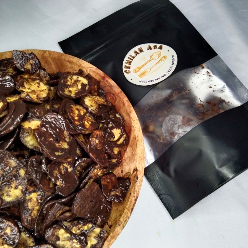 

Banana chips Dark Chocolat (keripik pisang Rasa Cokelat)