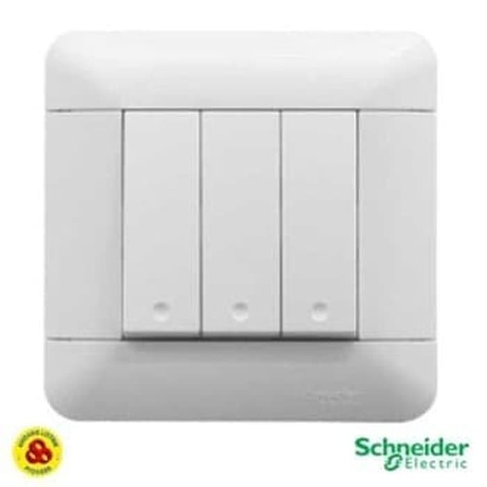 Schneider Saklar Triple 3G Arcato E8133L1_WE 3 Gang 1 Way Putih