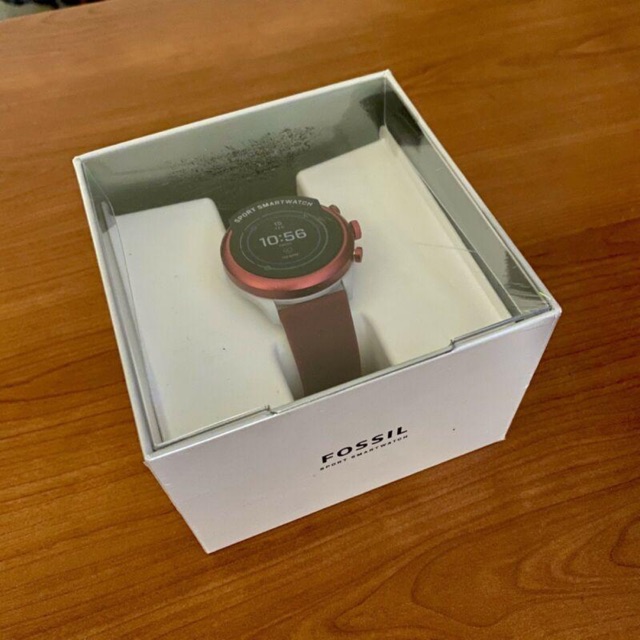 READY ON SEALED FOSSIL Q SPORT SMARTWATCH  HR SILICONE RED MAROON FTW4033