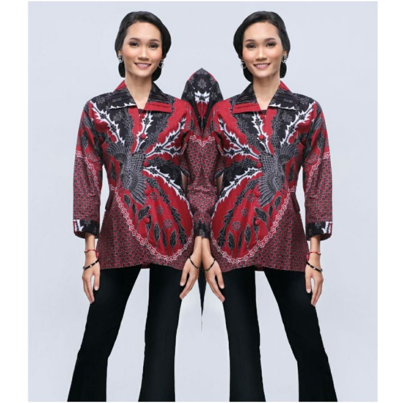 Blouse Jumbo XXL XXXL Lengan Panjang Atasan Kemeja Batik Wanita Big Size Seragam Kantor Wanita KSR-Mr