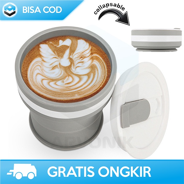 GELAS CANGKIR BISA DILIPAT FOLDABEL 350ML SILICONE CUP TRAVEL MUG 900