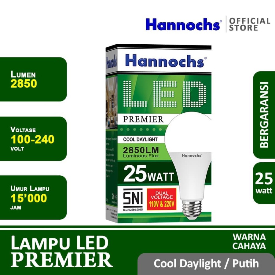 HANNOCHS PREMIER 25 WATT - Bola Lampu LED E27 25 Watt - Garansi 1 Tahun