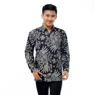 Batik Pria Lengan Panjang Premium BATIK AZMIL HRB026 motif KERATONAN Kode 002 size M L XL XXL