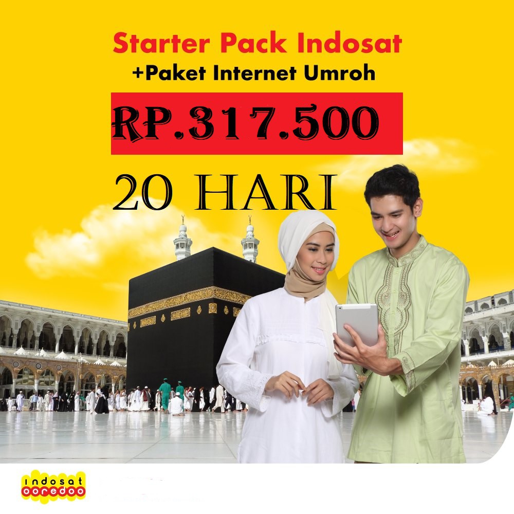 Kartu Paket data Umroh komplet im3 indosat internet unlimited 20 hari