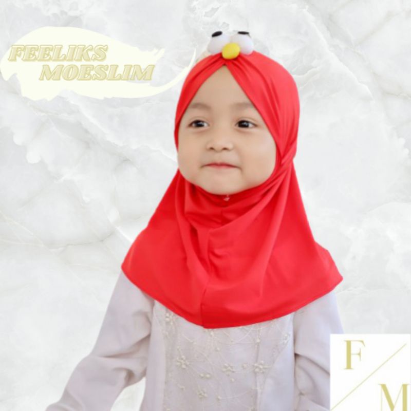 Hijab Anak Karakter Elmo / Hijab nyaman lucu murah kualitas PREMIUM