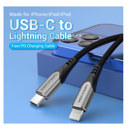 Vention Kabel Charge USB Type C to Lightning 3A for iPhone iPad