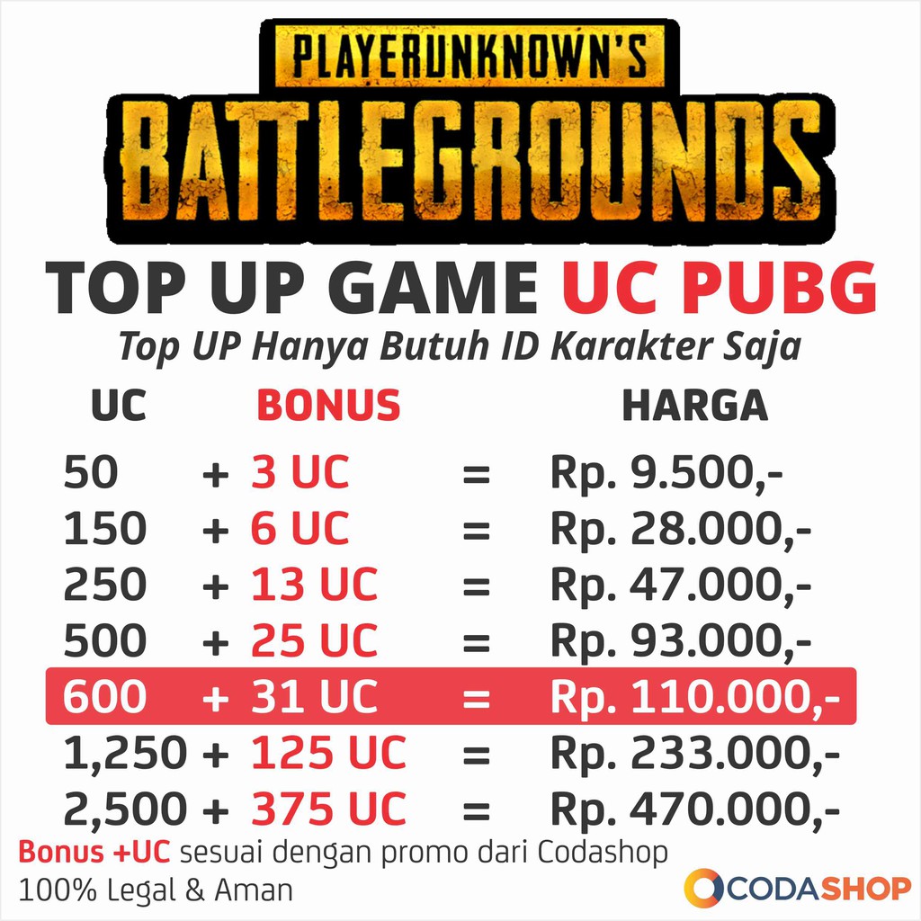 TOP UP UC PUBG GAME MOBILE LEGAL - 