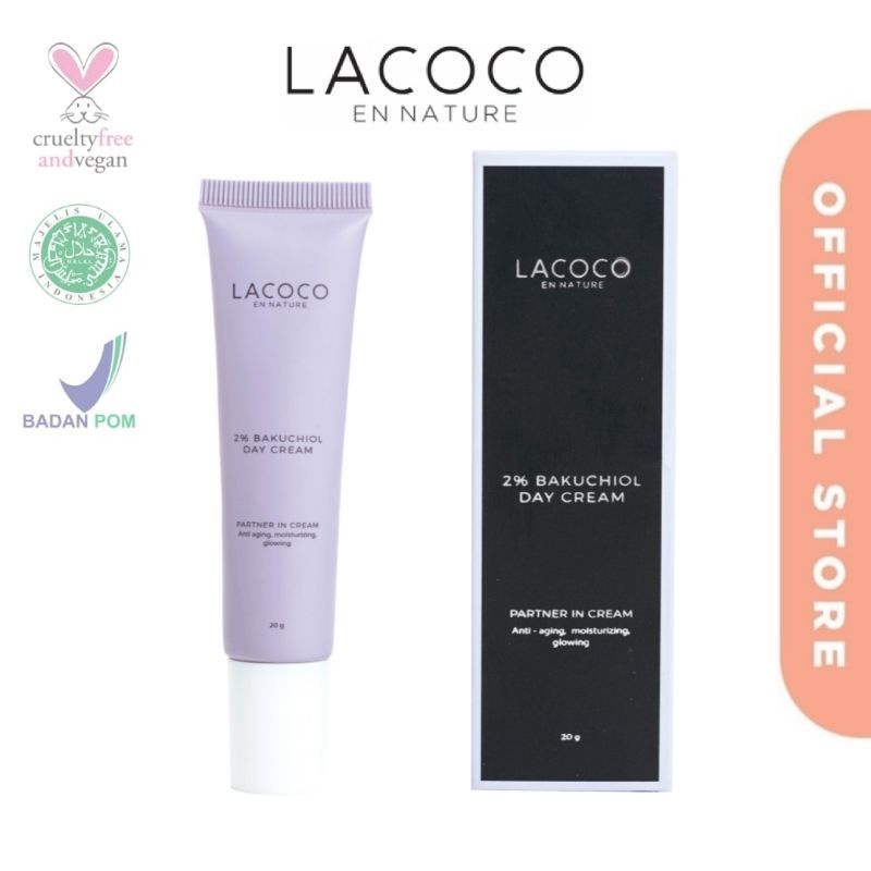 Lacoco 2% Day Cream Bakuchiol Krim Siang Anti Acne Anti Aging Moisturizing Glowing